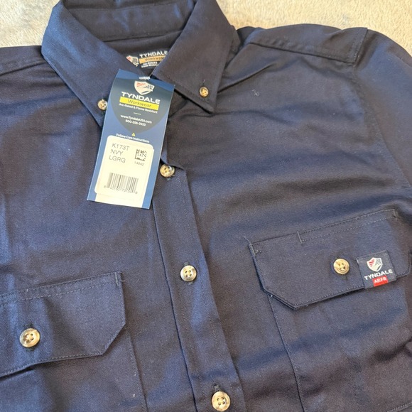 Tyndale Women's Workwear FR Button Up Work Shirt Long Sleeve Navy‎ K173T NWT - Picture 3 of 6